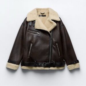 Zara Dark Brown Aviator Jacket